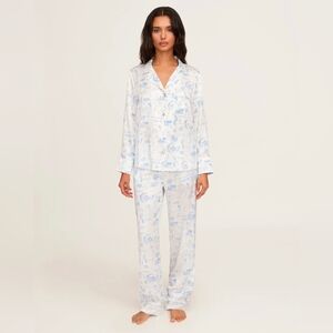 Petite Plume x Eden Rock Blue Reverie Women's Silk Pajama Set Size XS